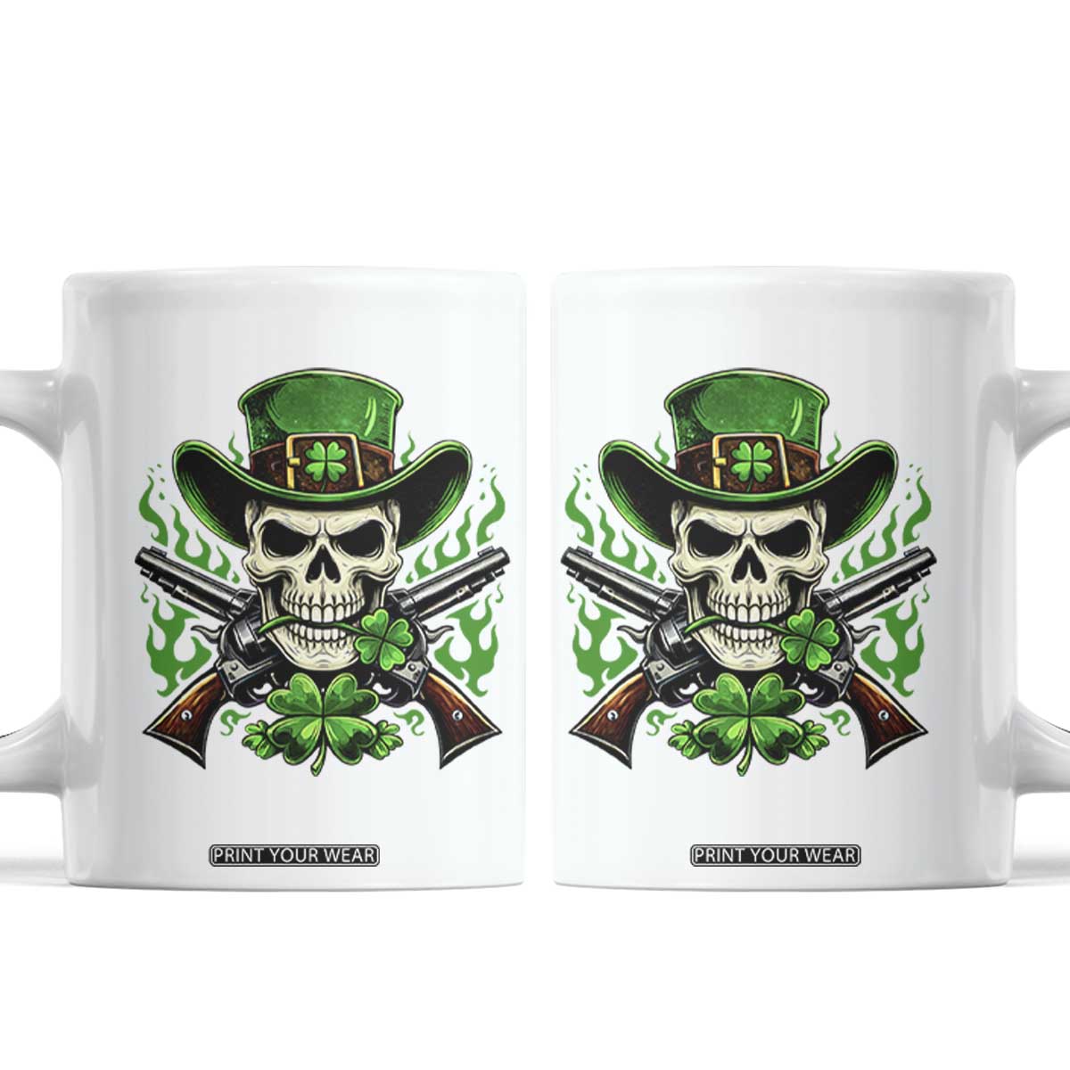 Irish Cowboy Skeleton Coffee Mug St Patricks Day Party Gift TS12 White Print Your Wear