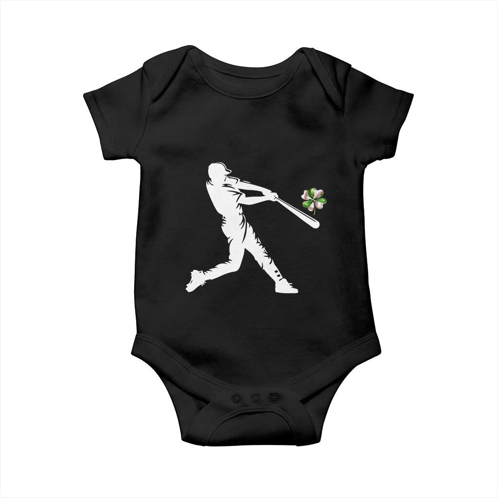 St Patricks Day Baseball Batter Baby Onesie Irish Sports Gift TS12 Black Print Your Wear