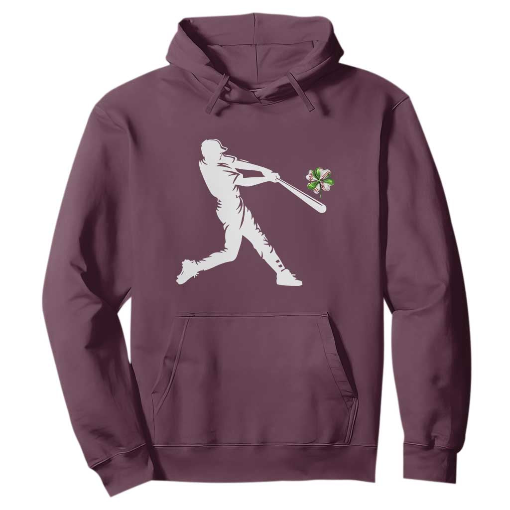 St Patricks Day Baseball Batter Hoodie Irish Sports Gift TS12 Maroon Print Your Wear