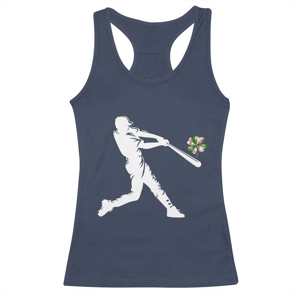 St Patricks Day Baseball Batter Racerback Tank Top Irish Sports Gift TS12 Navy Print Your Wear