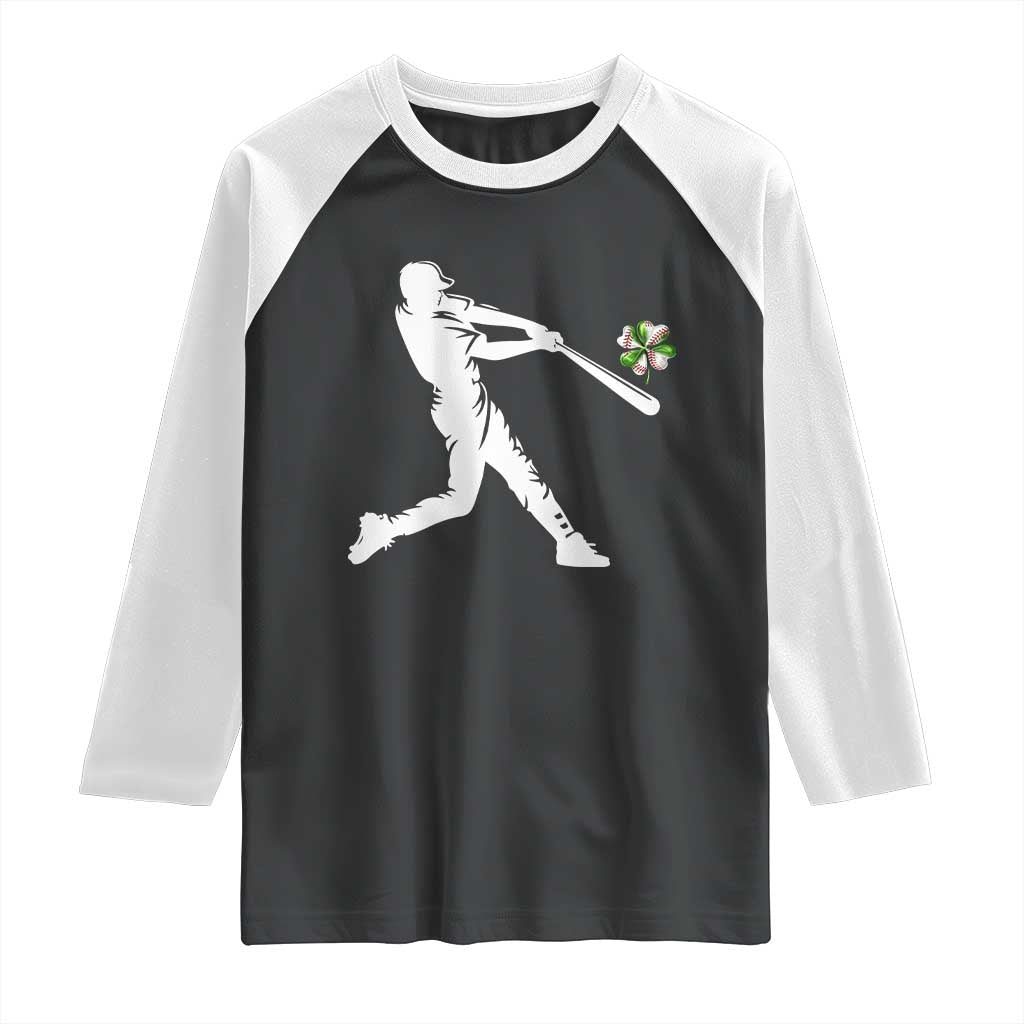 St Patricks Day Baseball Batter Raglan Shirt Irish Sports Gift TS12 Black White Print Your Wear