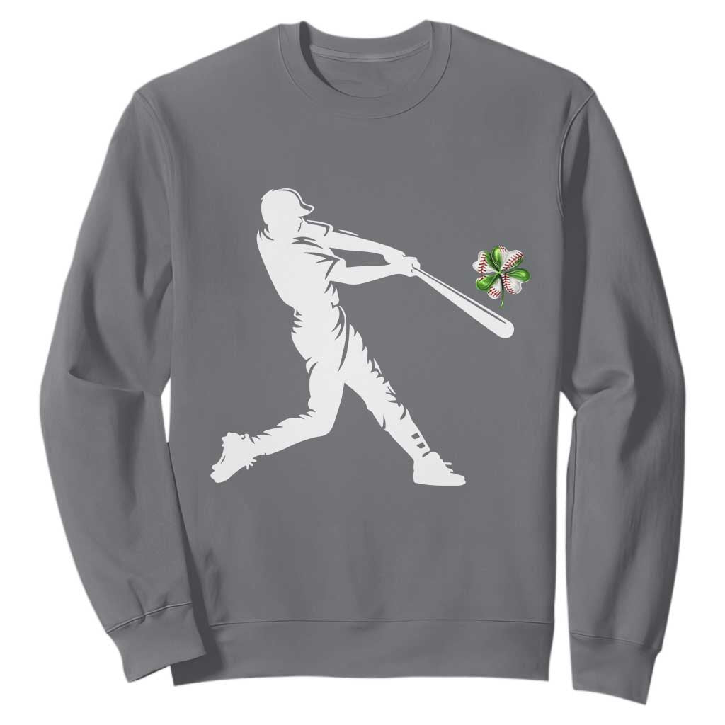 St Patricks Day Baseball Batter Sweatshirt Irish Sports Gift TS12 Charcoal Print Your Wear