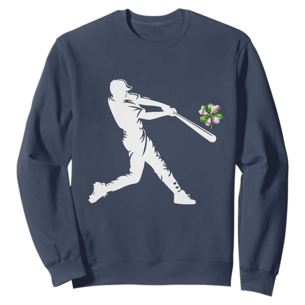 St Patricks Day Baseball Batter Sweatshirt Irish Sports Gift TS12 Navy Print Your Wear