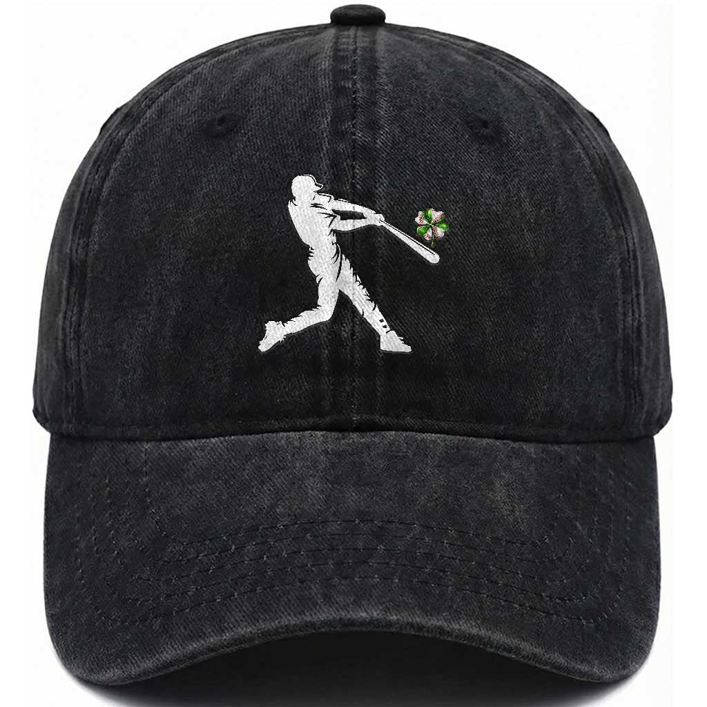 St Patricks Day Baseball Batter Washed Cotton Baseball Cap Irish Sports Gift TS12 Washed Cap Universal Fit Black Print Your Wear