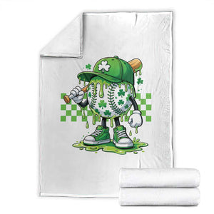 St Patricks Day Shamrock Baseball Player Gift Throw Blanket TS12 White Print Your Wear
