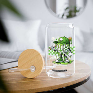 St Patricks Day Shamrock Baseball Player Gift Glass Can TS12 Print Your Wear