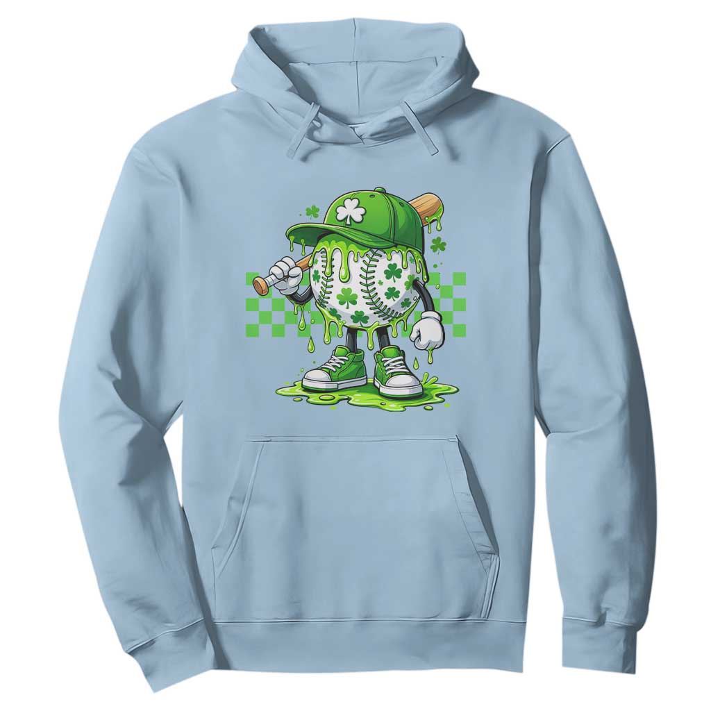 St Patricks Day Shamrock Baseball Player Gift Hoodie TS12 Light Blue Print Your Wear