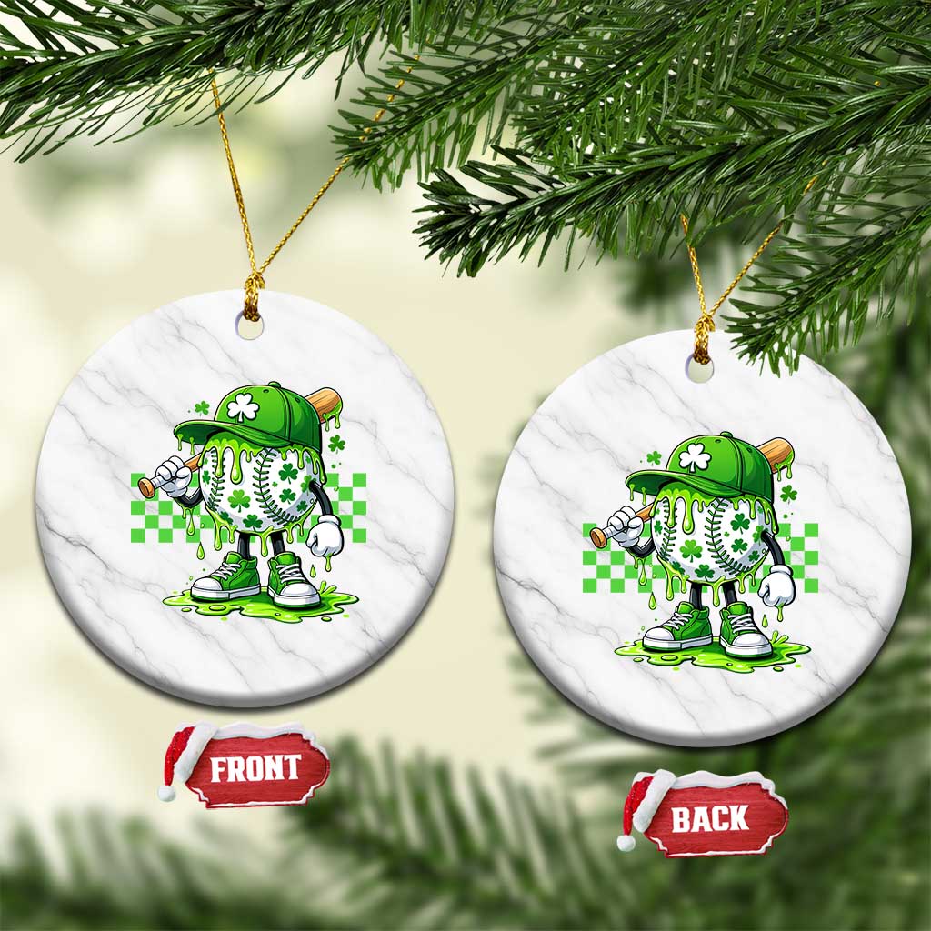 St Patricks Day Shamrock Baseball Player Gift Ceramic Ornament TS12 1pc White Marble Print Your Wear