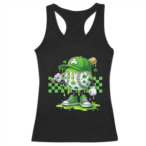 St Patricks Day Shamrock Baseball Player Gift Racerback Tank Top TS12 Black Print Your Wear