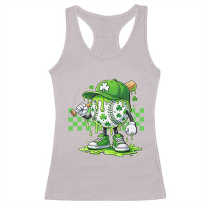 St Patricks Day Shamrock Baseball Player Gift Racerback Tank Top TS12 Ice Gray Print Your Wear