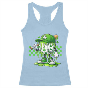 St Patricks Day Shamrock Baseball Player Gift Racerback Tank Top TS12 Light Blue Print Your Wear
