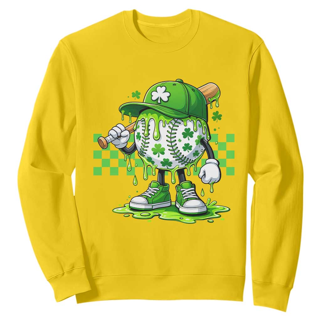 St Patricks Day Shamrock Baseball Player Gift Sweatshirt TS12 Daisy Print Your Wear
