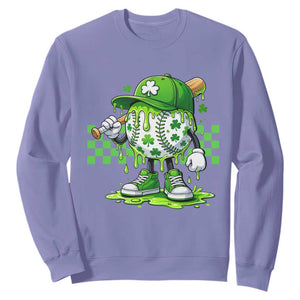 St Patricks Day Shamrock Baseball Player Gift Sweatshirt TS12 Violet Print Your Wear