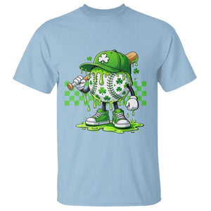 St Patricks Day Shamrock Baseball Player Gift T Shirt TS12 Light Blue Print Your Wear