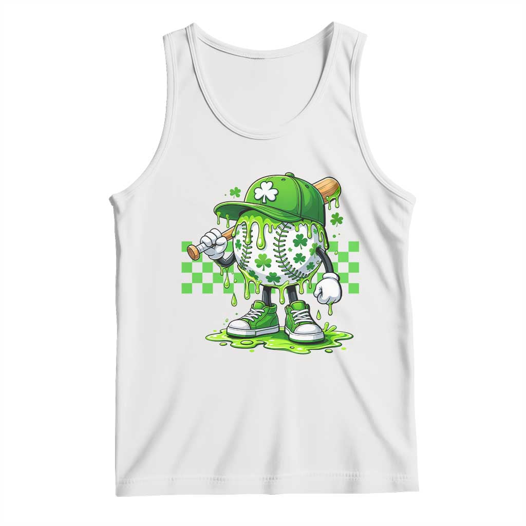 St Patricks Day Shamrock Baseball Player Gift Tank Top TS12 White Print Your Wear