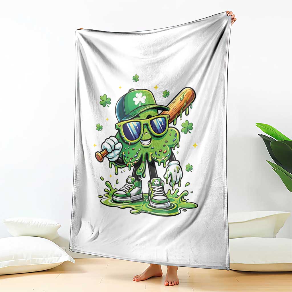 Funny St Patricks Day Clover Baseball Player Gift Throw Blanket TS12 Print Your Wear