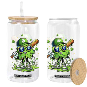 Funny St Patricks Day Clover Baseball Player Gift Glass Can TS12 Print Your Wear