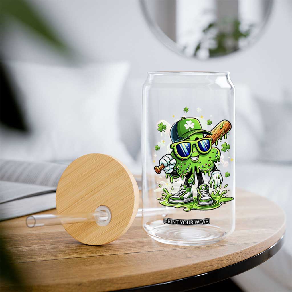 Funny St Patricks Day Clover Baseball Player Gift Glass Can TS12 Print Your Wear