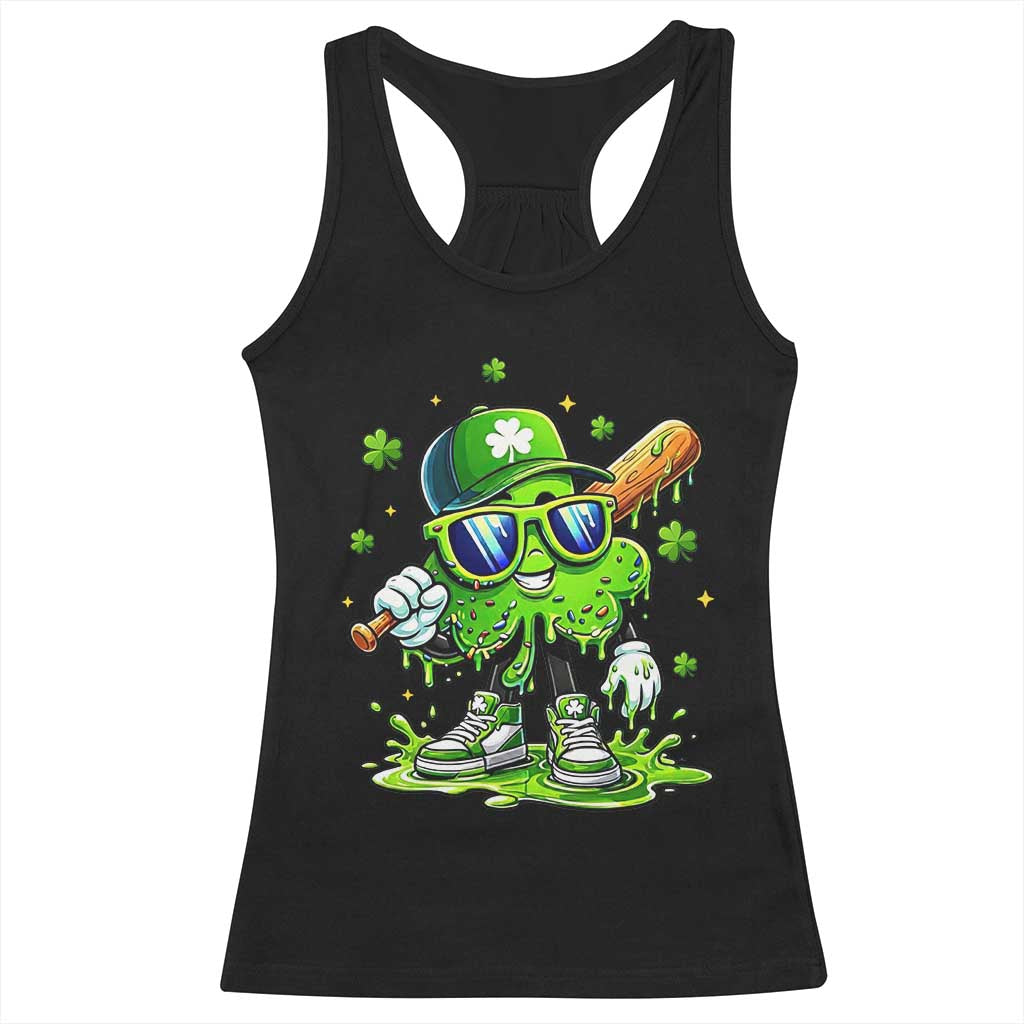 Funny St Patricks Day Clover Baseball Player Gift Racerback Tank Top TS12 Black Print Your Wear