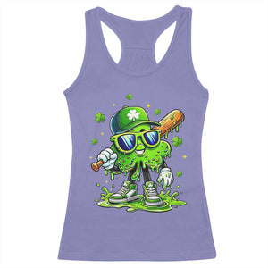Funny St Patricks Day Clover Baseball Player Gift Racerback Tank Top TS12 Violet Print Your Wear