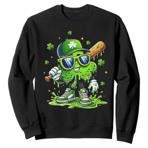 Funny St Patricks Day Clover Baseball Player Gift Sweatshirt TS12 Black Print Your Wear