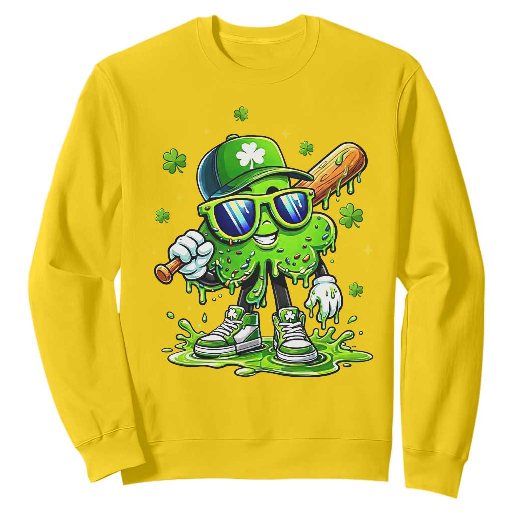 Funny St Patricks Day Clover Baseball Player Gift Sweatshirt TS12 Daisy Print Your Wear