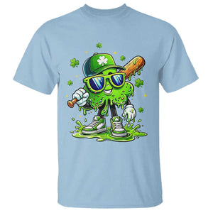 Funny St Patricks Day Clover Baseball Player Gift T Shirt TS12 Light Blue Print Your Wear