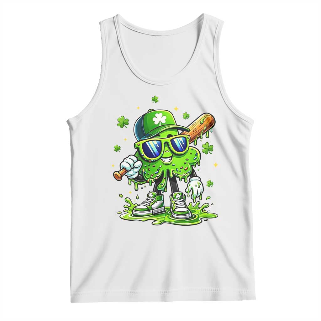 Funny St Patricks Day Clover Baseball Player Gift Tank Top TS12 White Print Your Wear