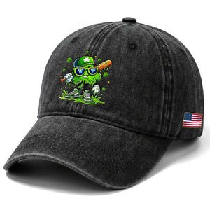 Funny St Patricks Day Clover Baseball Player Gift Washed Cotton Baseball Cap TS12 Print Your Wear