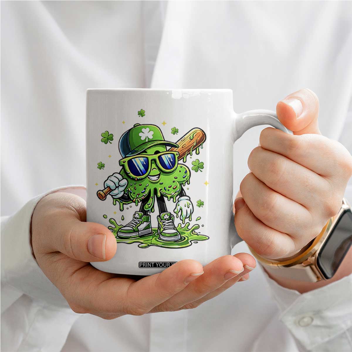 Funny St Patricks Day Clover Baseball Player Gift Coffee Mug TS12 Print Your Wear