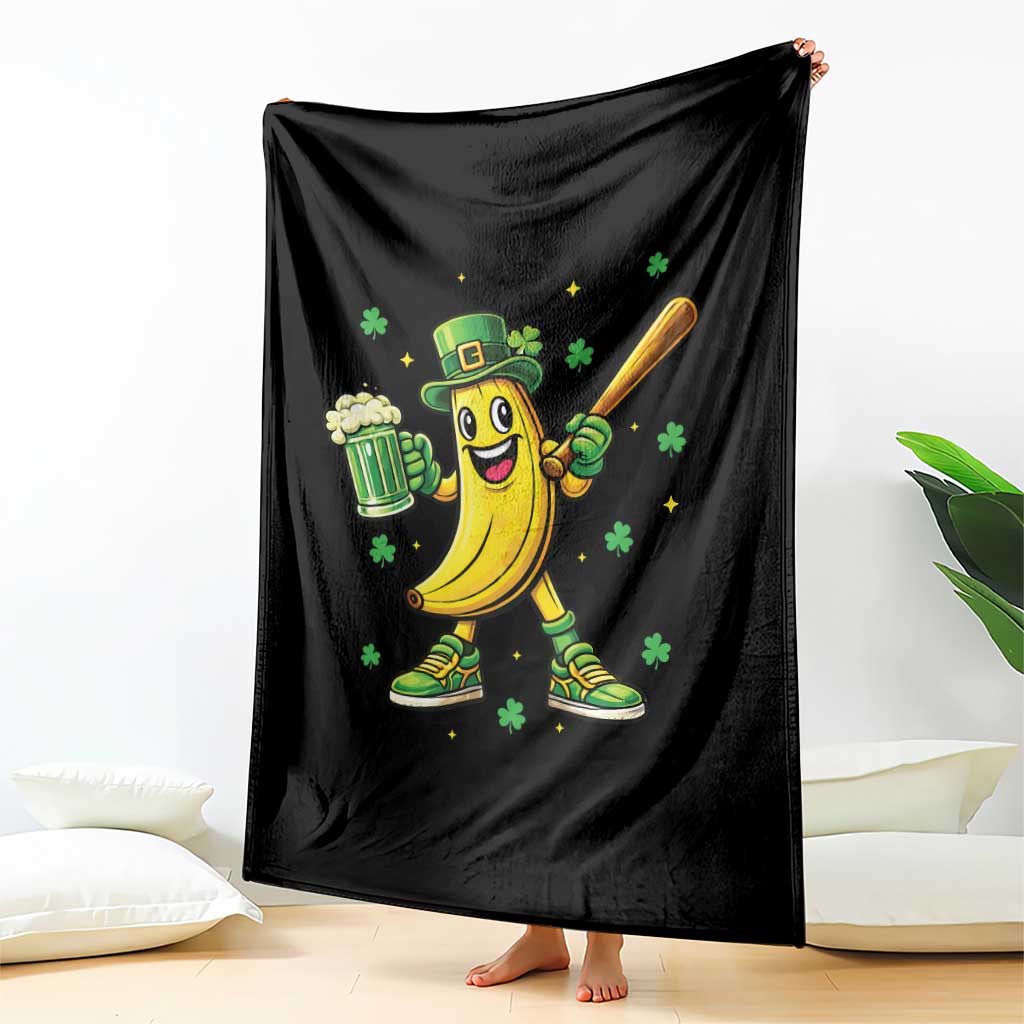 Funny Banana Baseball Player Gift Throw Blanket St Patricks Day TS12 Print Your Wear