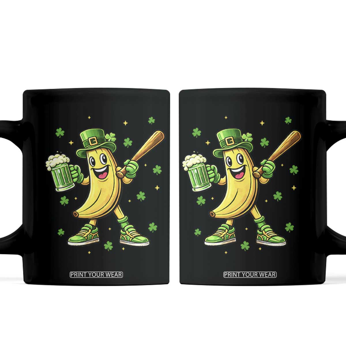 Funny Banana Baseball Player Gift Coffee Mug St Patricks Day TS12 Black Print Your Wear