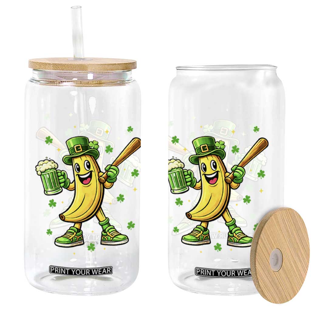 Funny Banana Baseball Player Gift Glass Can St Patricks Day TS12 Print Your Wear