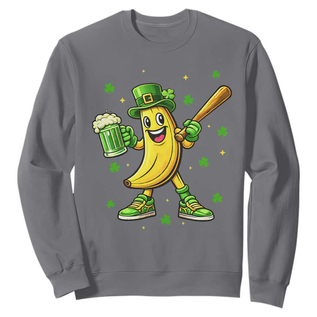 Funny Banana Baseball Player Gift Sweatshirt St Patricks Day TS12 Charcoal Print Your Wear