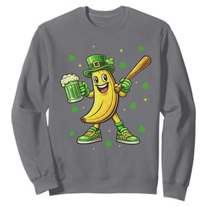Funny Banana Baseball Player Gift Sweatshirt St Patricks Day TS12 Charcoal Print Your Wear