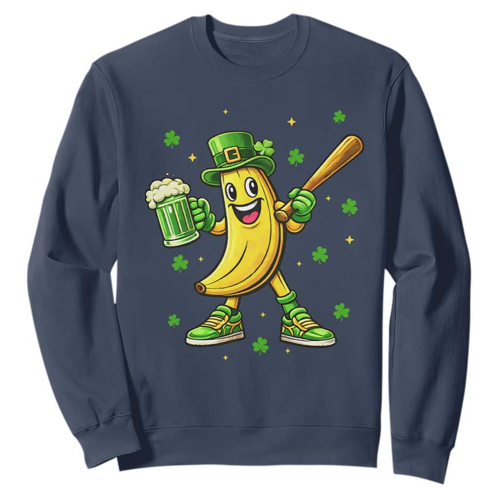 Funny Banana Baseball Player Gift Sweatshirt St Patricks Day TS12 Navy Print Your Wear