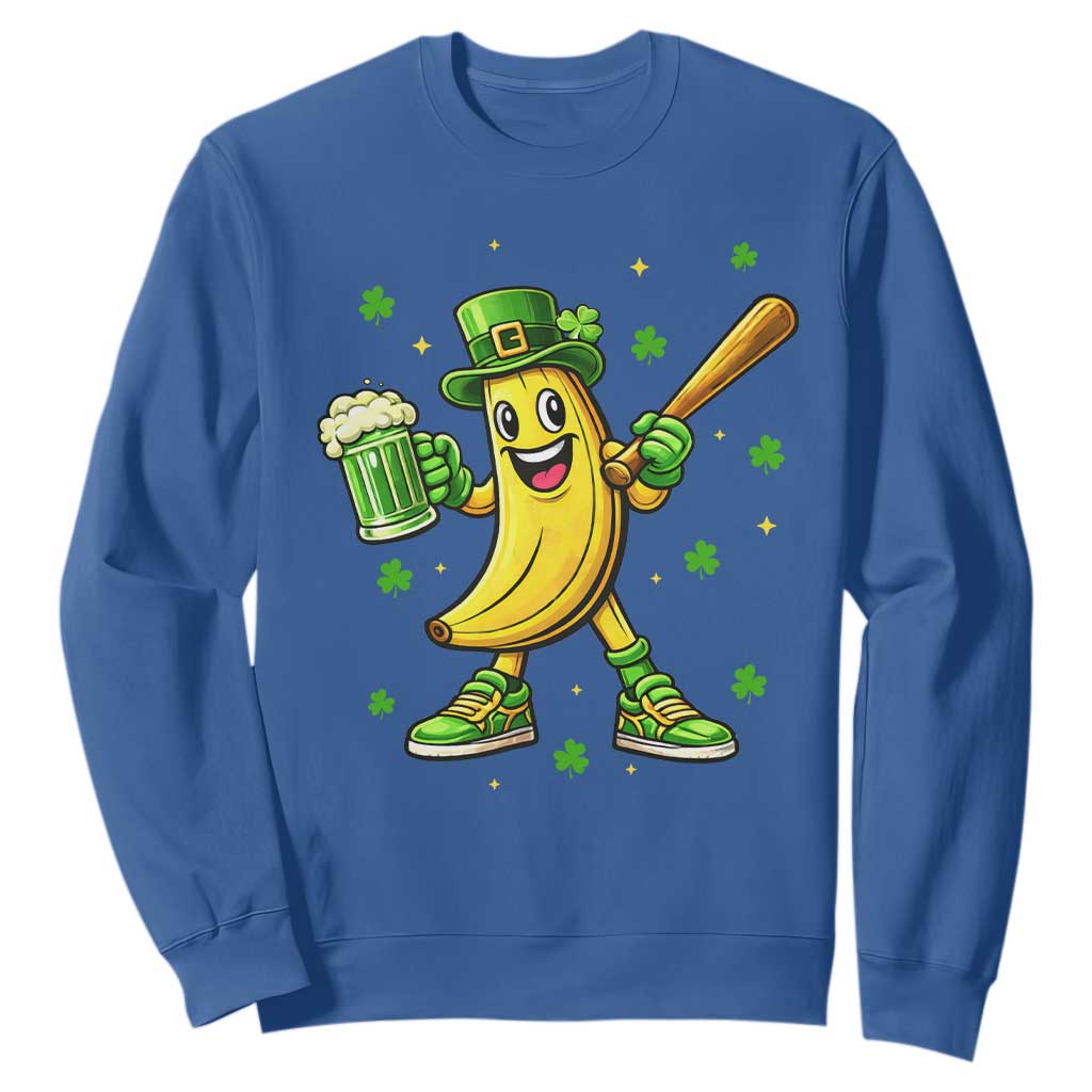Funny Banana Baseball Player Gift Sweatshirt St Patricks Day TS12 Royal Blue Print Your Wear