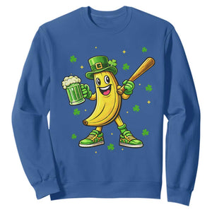 Funny Banana Baseball Player Gift Sweatshirt St Patricks Day TS12 Royal Blue Print Your Wear