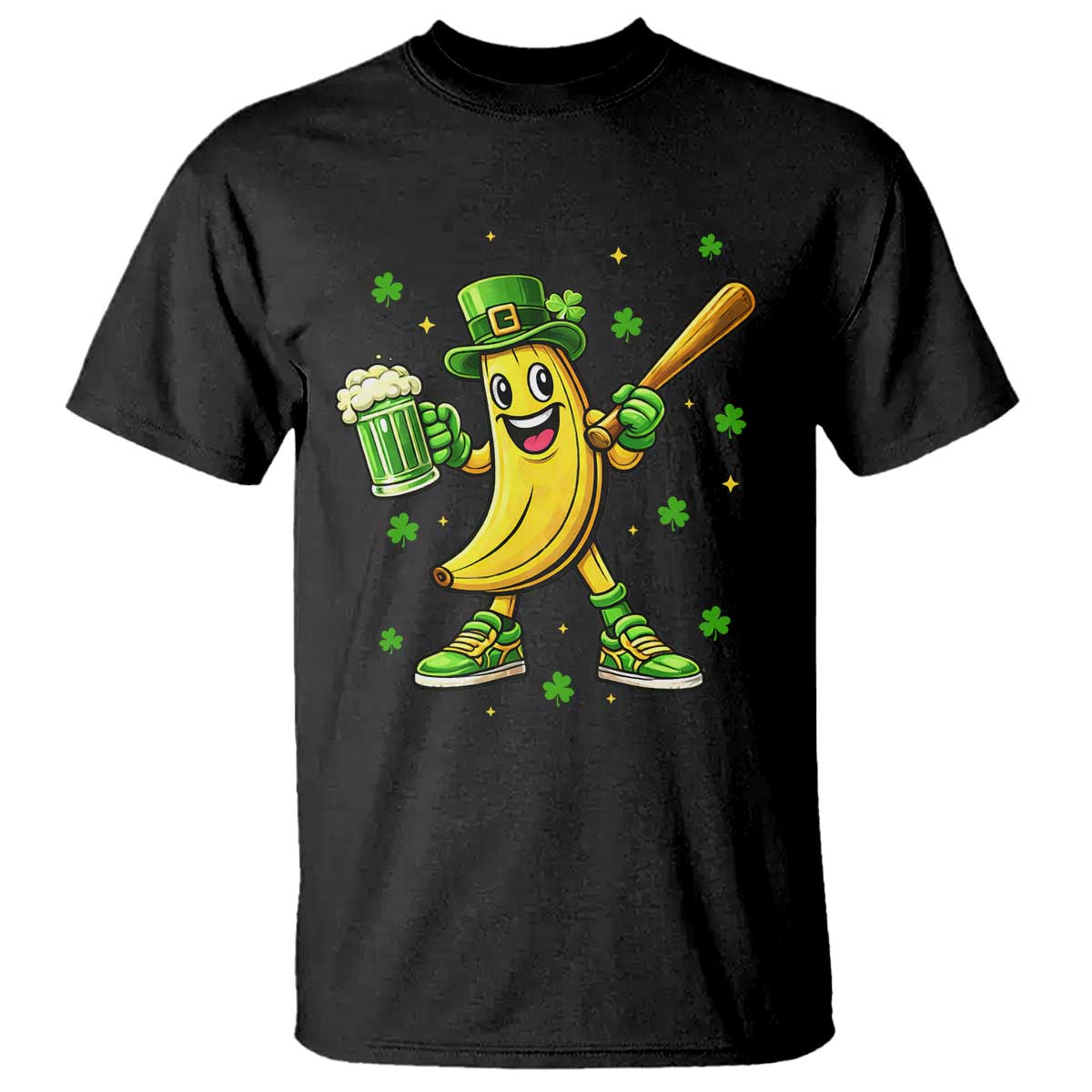 Funny Banana Baseball Player Gift T Shirt St Patricks Day TS12 Black Print Your Wear