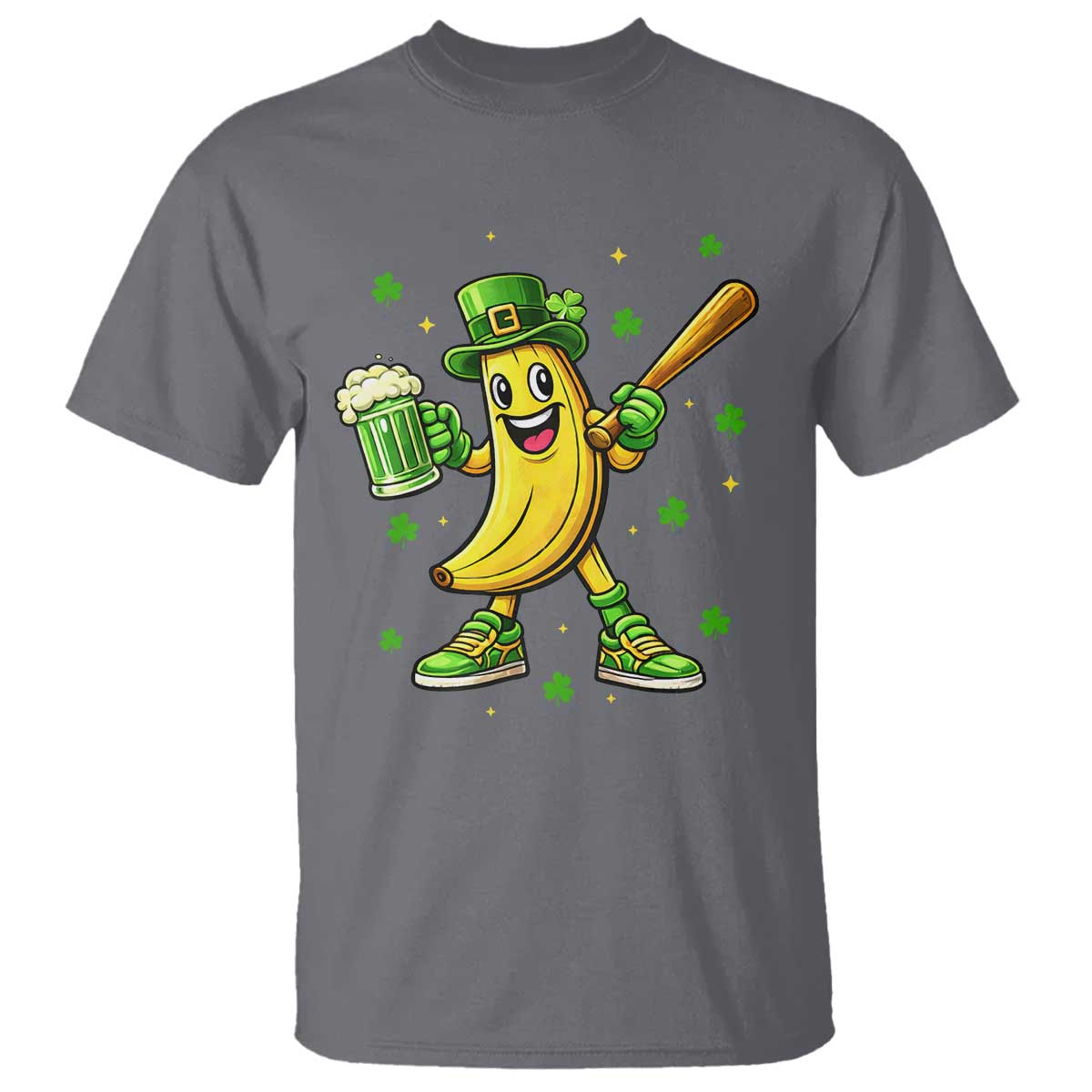 Funny Banana Baseball Player Gift T Shirt St Patricks Day TS12 Charcoal Print Your Wear