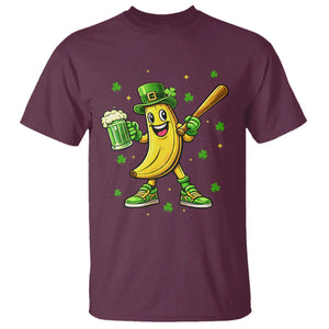 Funny Banana Baseball Player Gift T Shirt St Patricks Day TS12 Maroon Print Your Wear