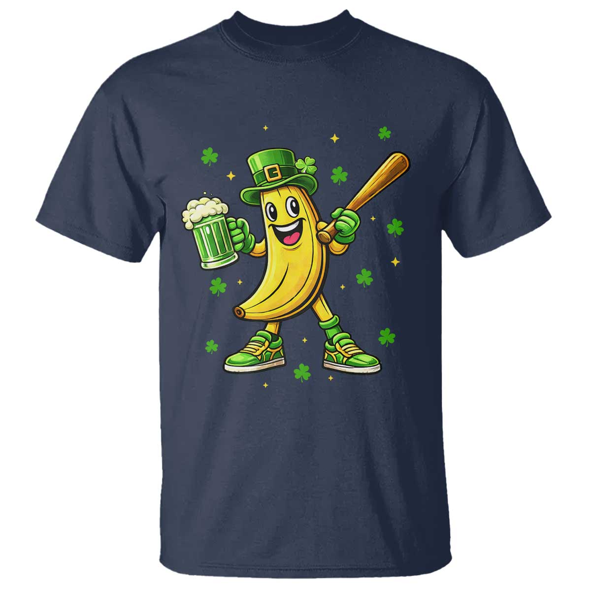 Funny Banana Baseball Player Gift T Shirt St Patricks Day TS12 Navy Print Your Wear