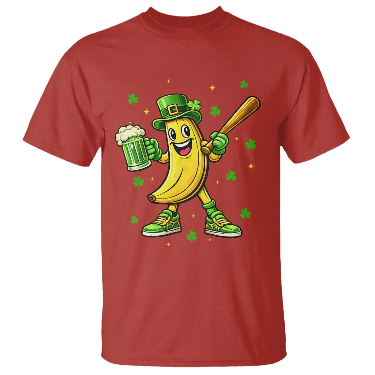 Funny Banana Baseball Player Gift T Shirt St Patricks Day TS12 Red Print Your Wear