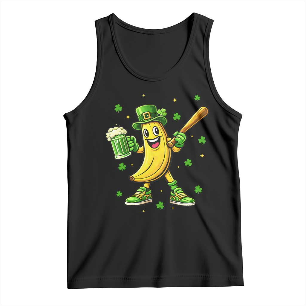 Funny Banana Baseball Player Gift Tank Top St Patricks Day TS12 Black Print Your Wear
