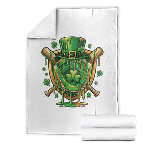 Slimy Shamrock Baseball Glove Throw Blanket St Patricks Day Gift TS12 White Print Your Wear