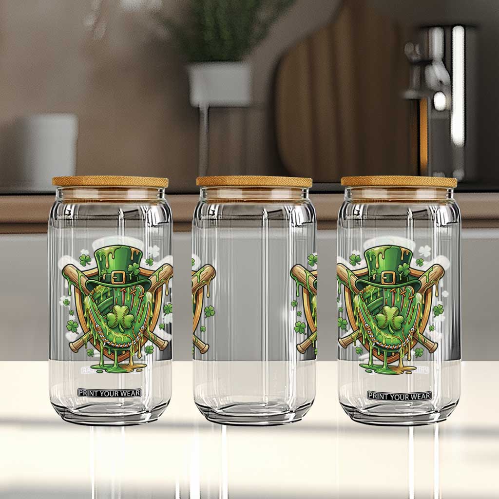 Slimy Shamrock Baseball Glove Glass Can St Patricks Day Gift TS12 Print Your Wear