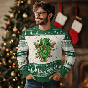 Slimy Shamrock Baseball Glove Ugly Christmas Sweater St Patricks Day Gift TS12 Beige Green Print Your Wear