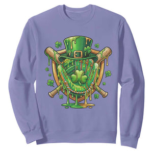 Slimy Shamrock Baseball Glove Sweatshirt St Patricks Day Gift TS12 Violet Print Your Wear