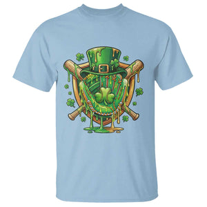 Slimy Shamrock Baseball Glove T Shirt St Patricks Day Gift TS12 Light Blue Print Your Wear