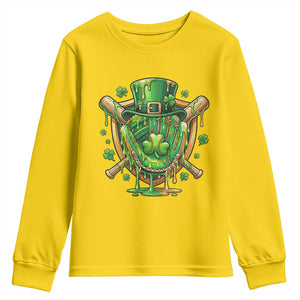 Slimy Shamrock Baseball Glove Youth Sweatshirt St Patricks Day Gift TS12 Daisy Print Your Wear
